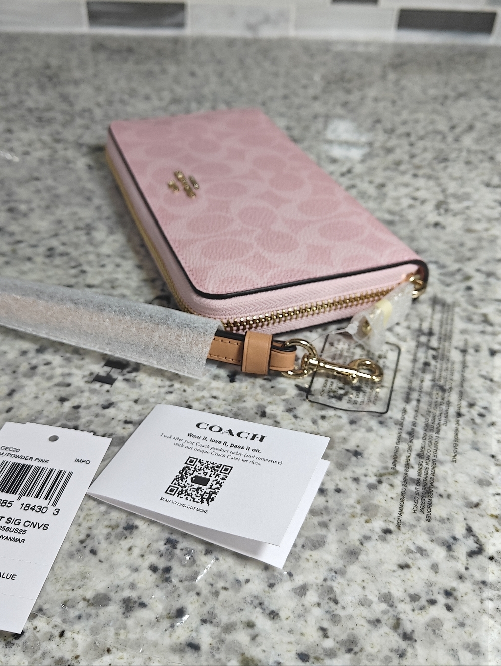 Coach Long Zip Around Wallet In Signature Canvas (Powder pink) - Picture 5 of 8